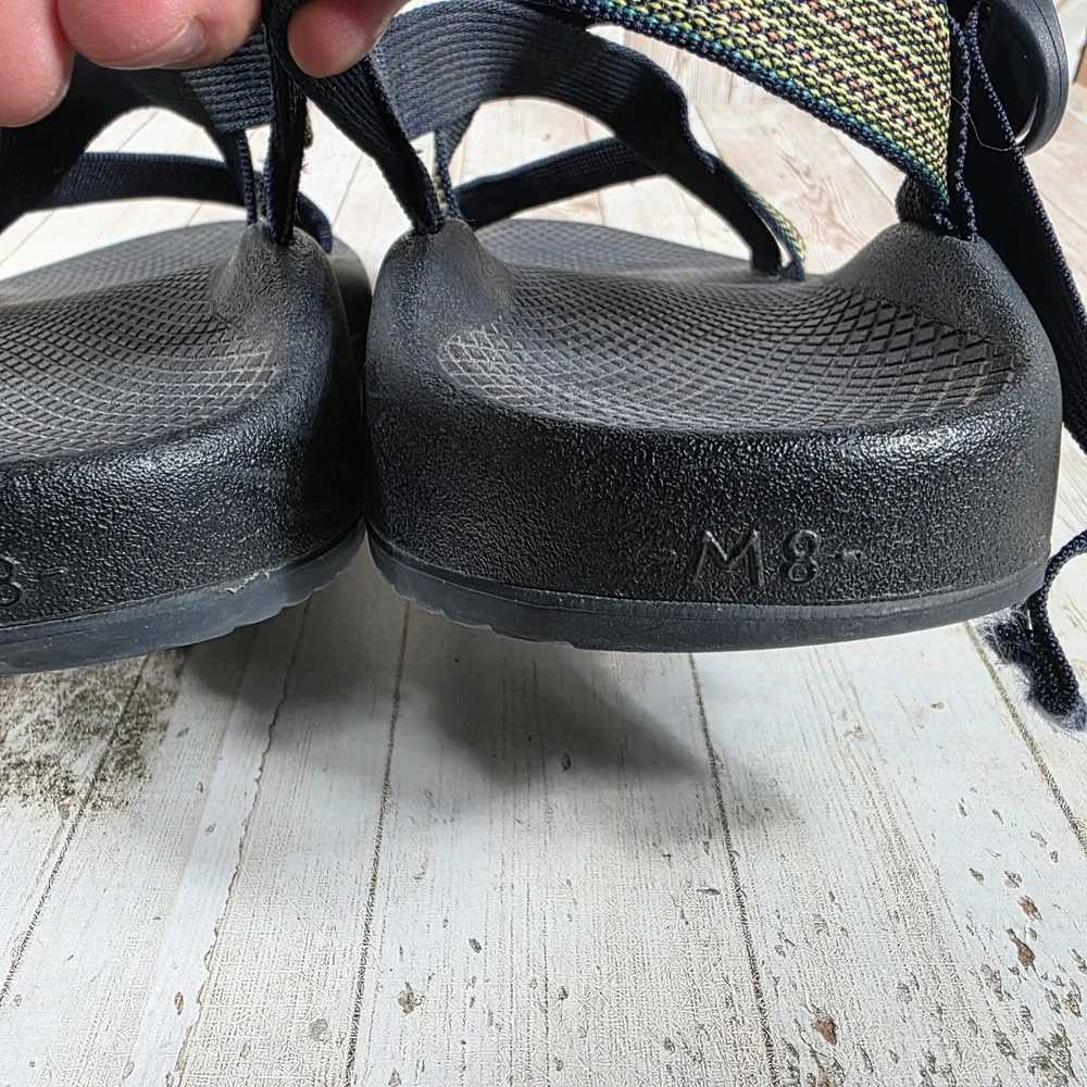 Chaco Z1 Classic Mens Size 8 Sport Sandals Black Striped Adjustable Straps